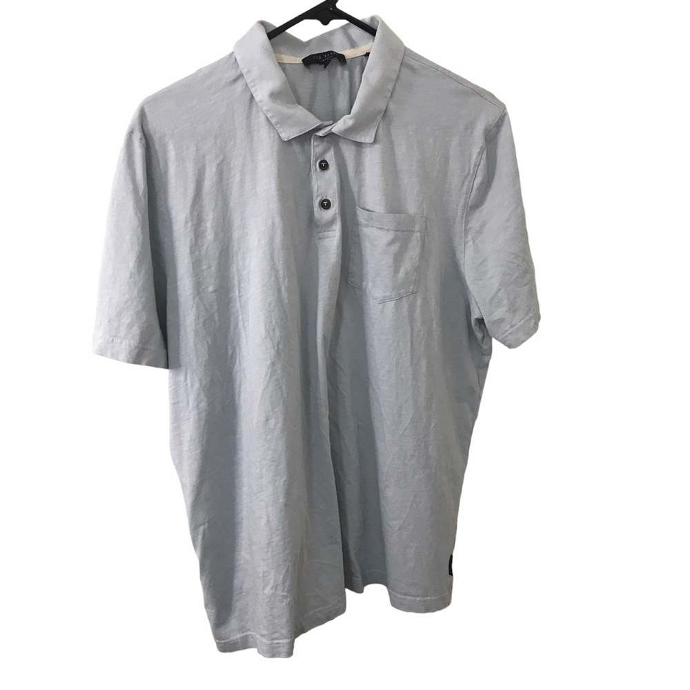 Ted Baker London mens light blue polo short sleeve shirt size 5